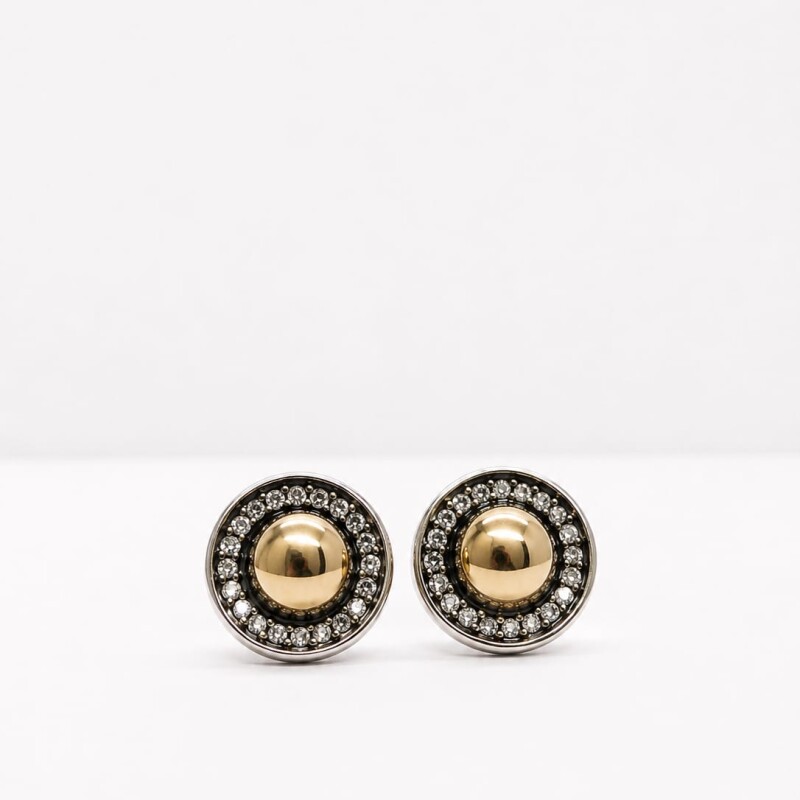 Caravanas en plata y oro con zirconias Caravanas en plata y oro con zirconias
