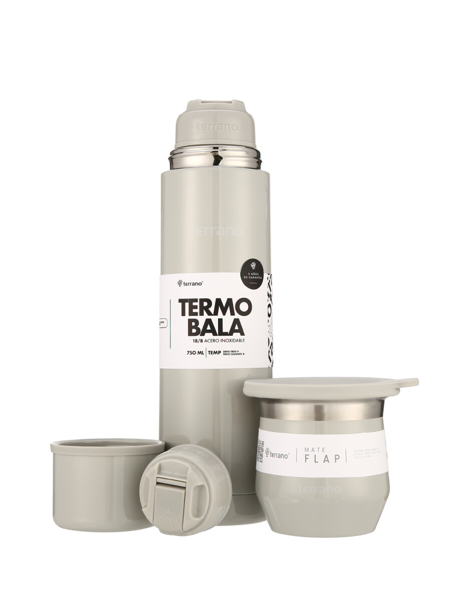 Kit Acero Bala Metalizado - 750mL + Mate Flap - Oliva 