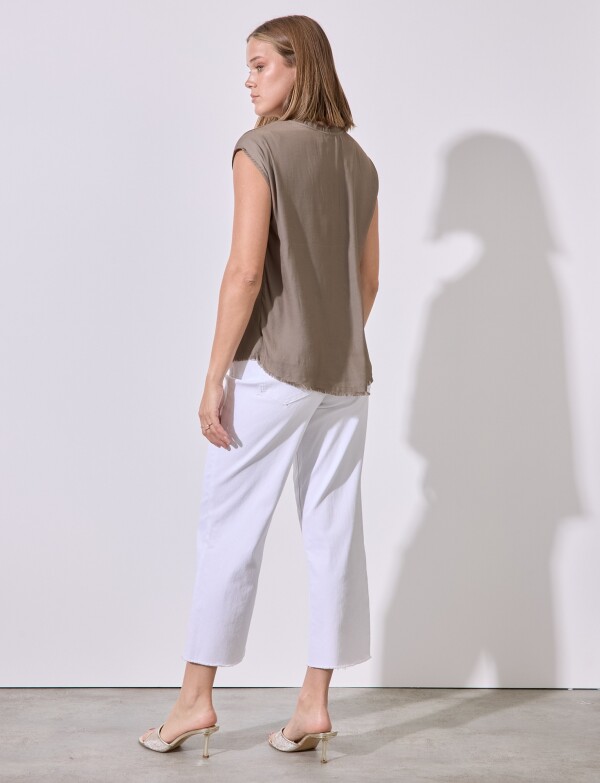 Blusa Saten Flecos KHAKI