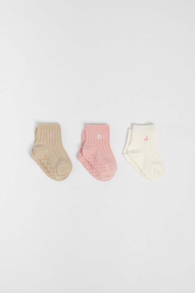 Pack x3 medias rib - Beige 