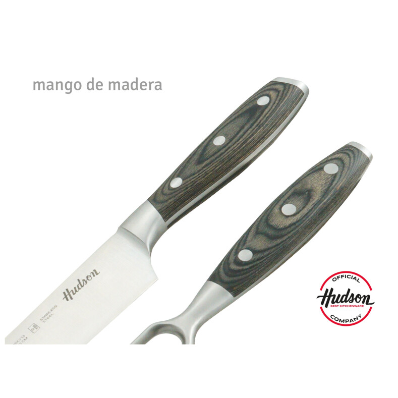 Set De Cuchillo Con Tenerdor 8 Linea Hudson Mango De Madera Set De Cuchillo Con Tenerdor 8 Linea Hudson Mango De Madera