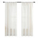 Juego De Cortinas Lino Blancas 106cm X 160cm Blanco