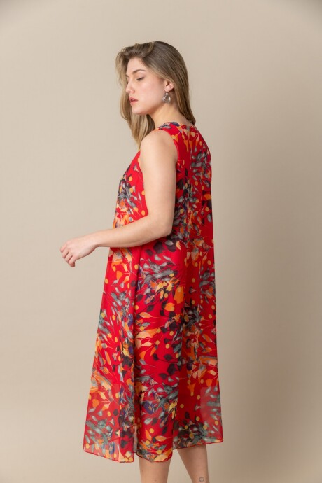 VESTIDO FLORAL Rojo