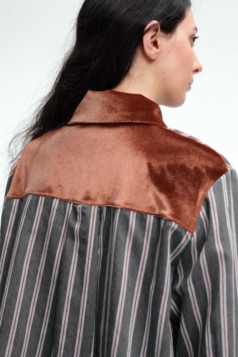 Camisa combinada velvet Gris