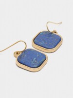 Pendientes Cortos Cuadrados De Piedra azul