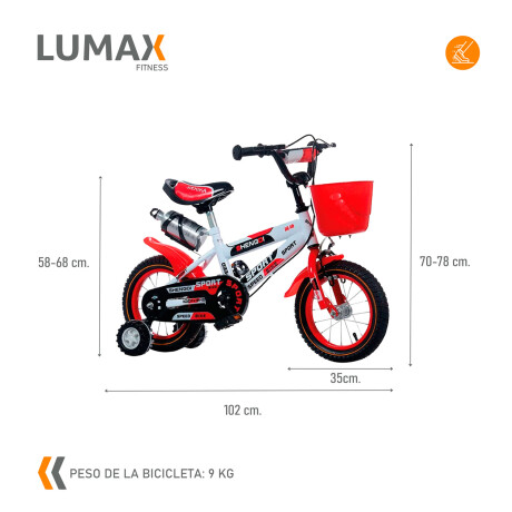 Bicicleta Rodado 14 Con Canasto Y Caramañola Niño Niña Lumax Rojo