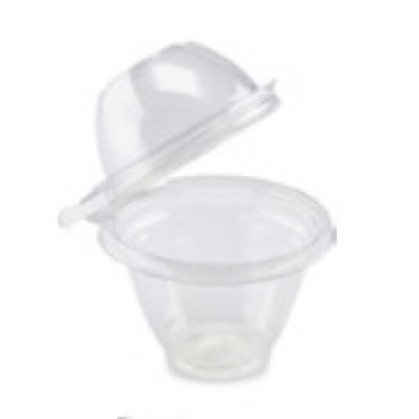 POTE PET CON LACRE TAPA DOMO ALTA 250ML ø 10,8 x 10,7 CM TRANSPARENTE