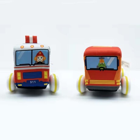 Set 2 Camiones de Peluche Autos en Tela Blandos Bebé Huanger Rojo