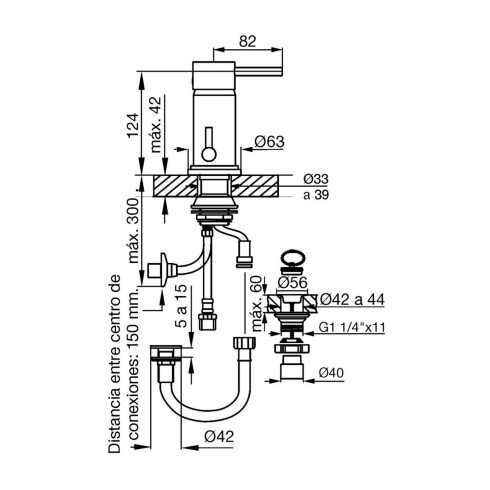 Griferia De Bidet Monocomando Line Temple Fv Cromo 000