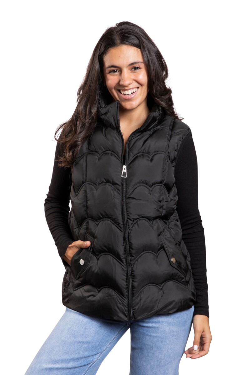 CHERRY PUFFY VEST - BLACK 