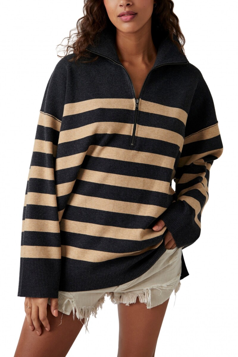 COASTAL STRIPE PULLOVER Negro