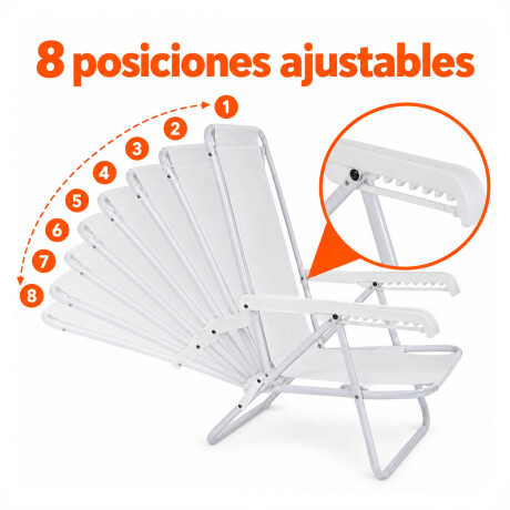 Reposera Silla Reclinable 8 Posiciones Acero Mor Sannet Blanco