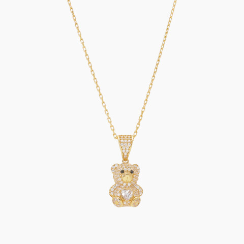 Cadena en oro 18K con colgante de oso y circonas Cadena En Oro 18k Con Colgante De Oso Y Circonas