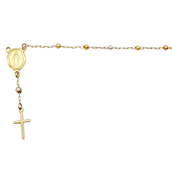 Pulsera Rosario Tricolor -Oro bajo-Sin Piedra-PU8075 sinpiedra