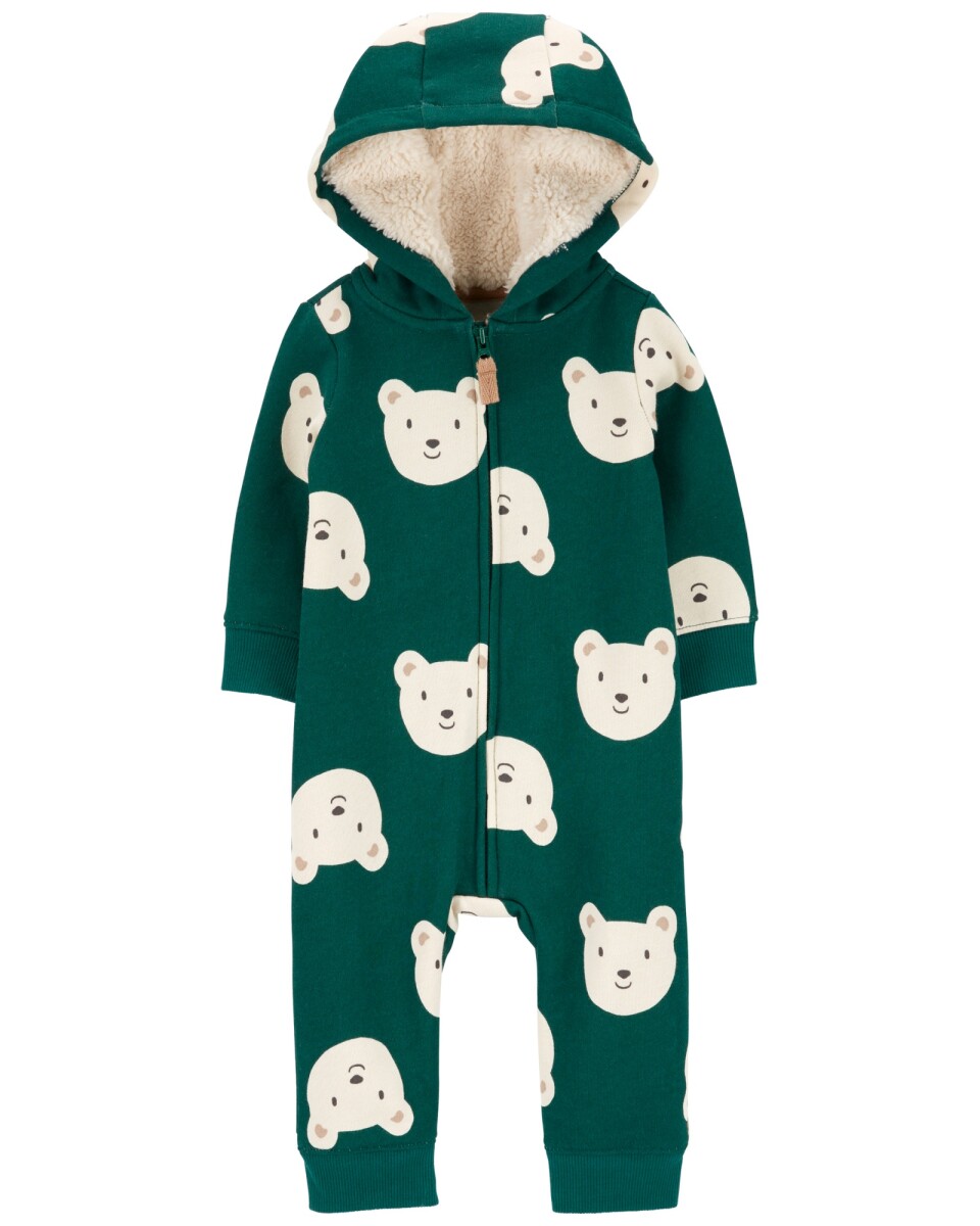 Mameluco de algodón con capucha de sherpa, diseño osos 