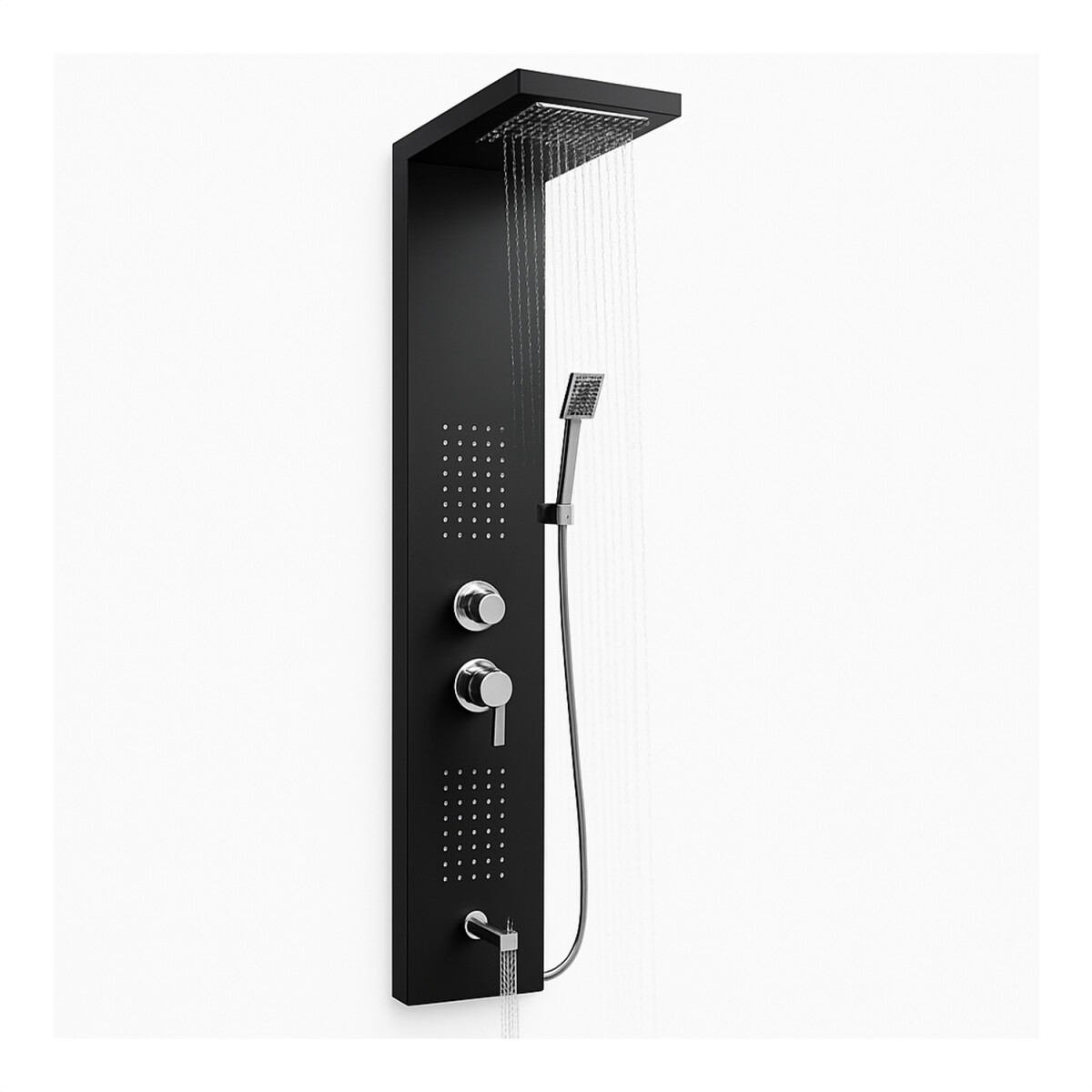 Columna Ducha Multijets Masajes Telefono Aluminio Negro - DUCHERO COLUMNA DUCHA ZYX0010 NEGRO 