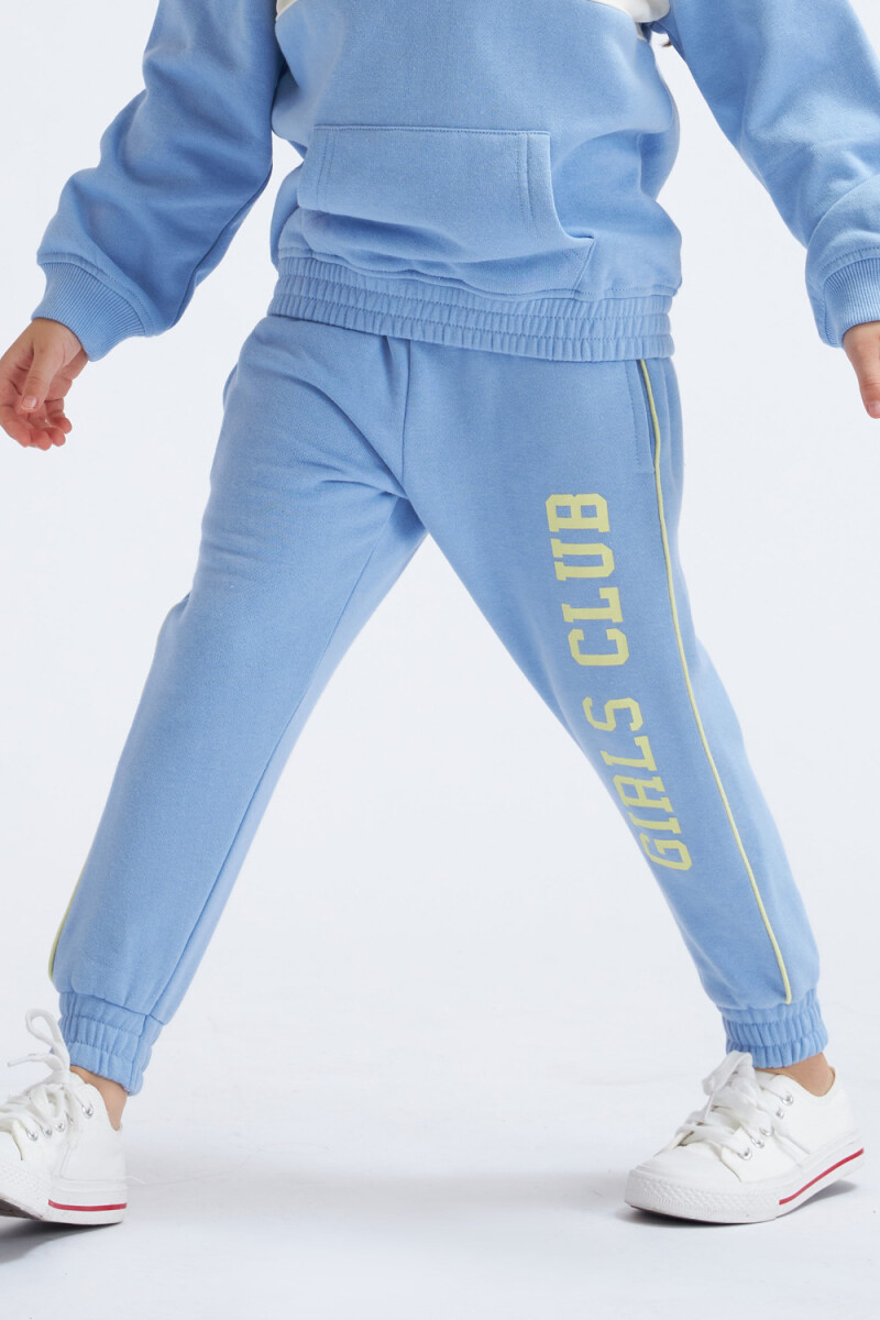 Pantalón deportivo con felpa Club- Celeste