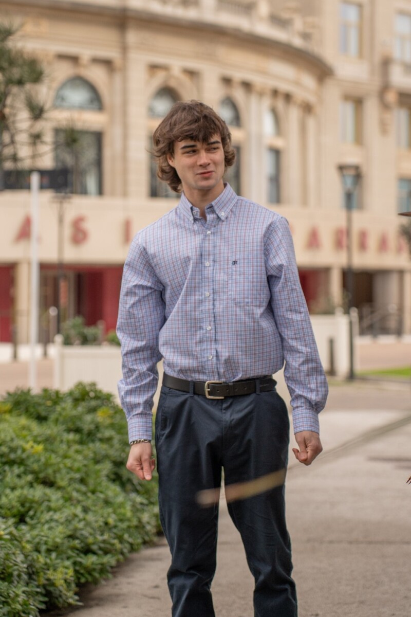 Camisa Escocesa Brixton Celeste y Blanco