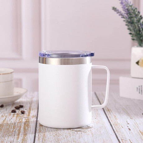 Vaso térmico con tapa y manija Blanco