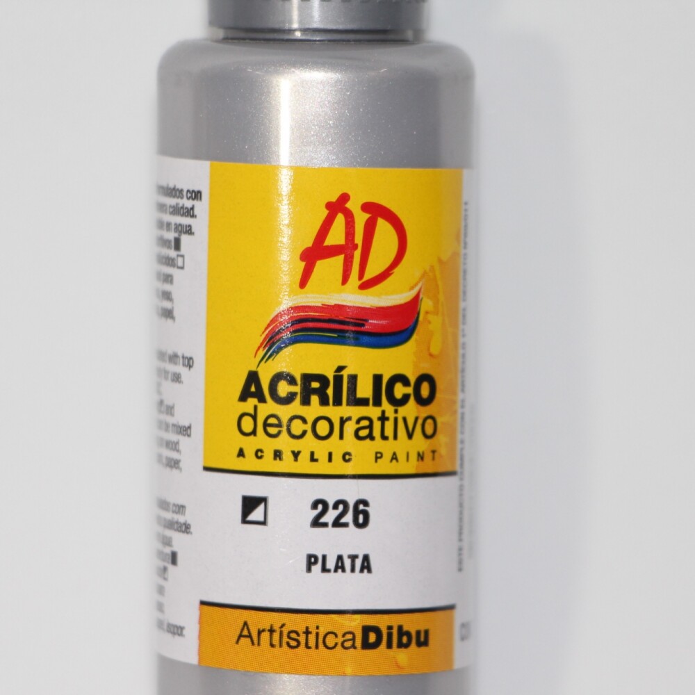 PINTURA ACRILICA ARTISTICA DIBU 60 ML. DIFERENTES COLORES COLOR PLATA 226