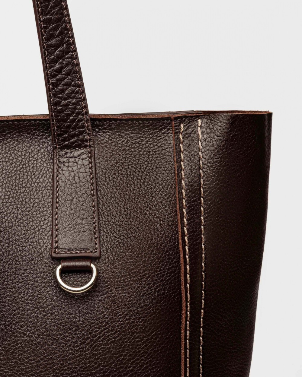 Shopper Vera en cuero graneado Chocolate