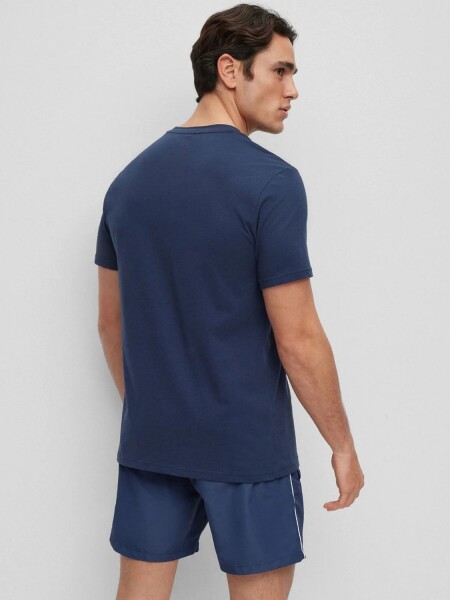 BOSS -Remera de algodón con logo, regular fit , T-shirt RN Azul