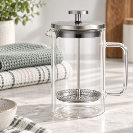 Cafetera Francesa Doble Vidrio Borosilicato 600ml Ac. Inox Transparente