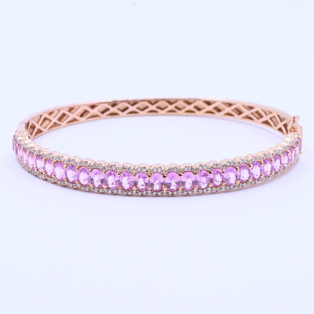 Pulsera oro 18k con corindones rosa y brillantes. Pulsera oro 18k con corindones rosa y brillantes.