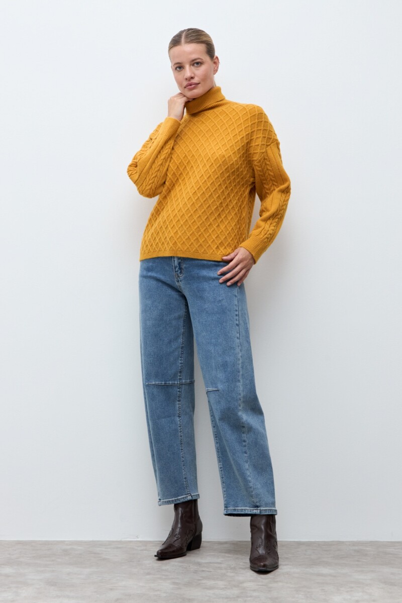 Polera estructuras rombos ocre