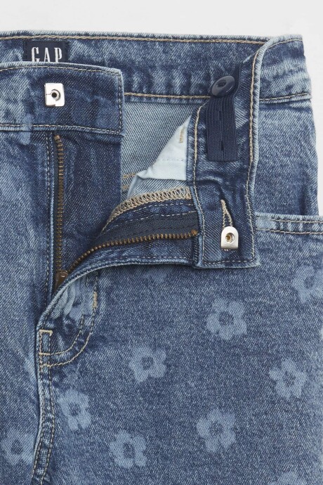 Jean Mom Floreado Niña Floral Laser