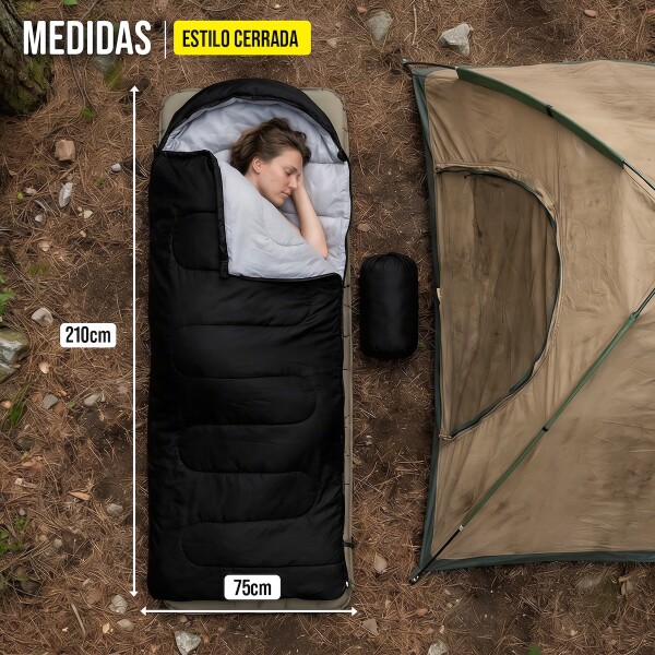 Sobre Saco Bolsa Dormir 2 M Capucha Aislante Camping Caza IMBACK Color Negro Sobre Saco Bolsa Dormir 2 M Capucha Aislante Camping Caza IMBACK Color Negro
