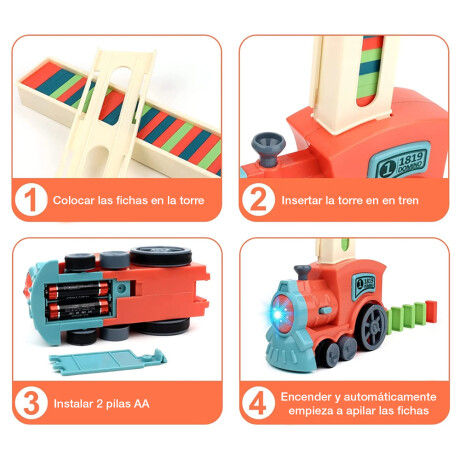 Tren Dominó Juego de Bloques Fichas 120 Pzas c/Sonidos y Luz Rosa