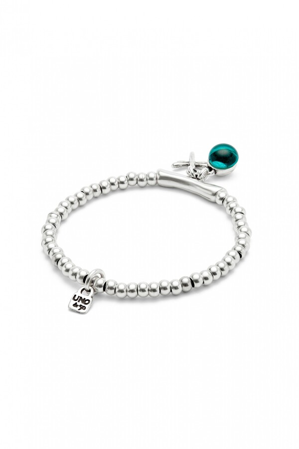 PULSERA EN ALEACIÓN DE METALES BAÑADAS EN PLATA DE LEY Y CRISTAL DE MURANO VERDE Pulsera
