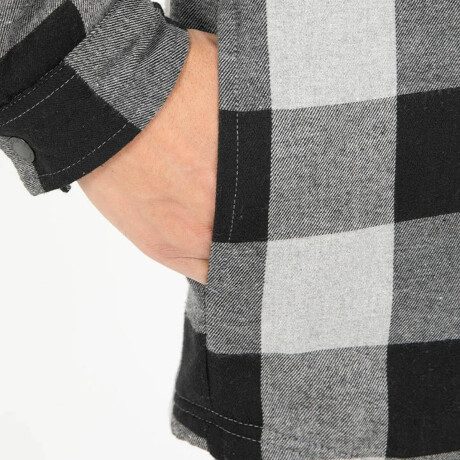 Campera Camisa Leñadora Cangurito Capucha Con Cierre Gris