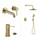 Juego De Griferia Signature Brushed Gold Con Lavatorio Pared