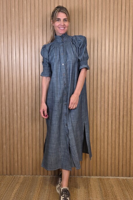Vestido Maldivas Lino Azul Melange