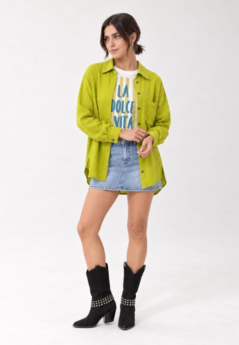 Camisa lino Verde