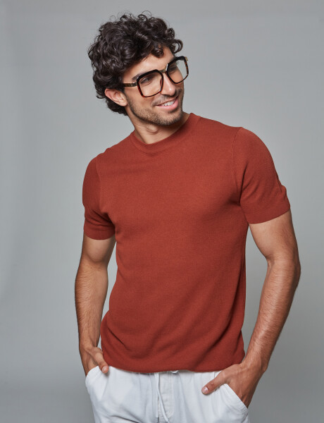 T-shirt tejida m/c lisa cobre