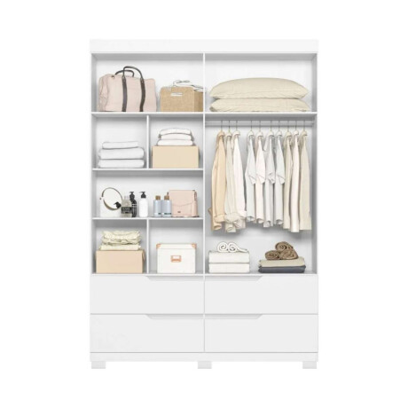 Ropero 4 puertas 4 cajones Doble Blanco