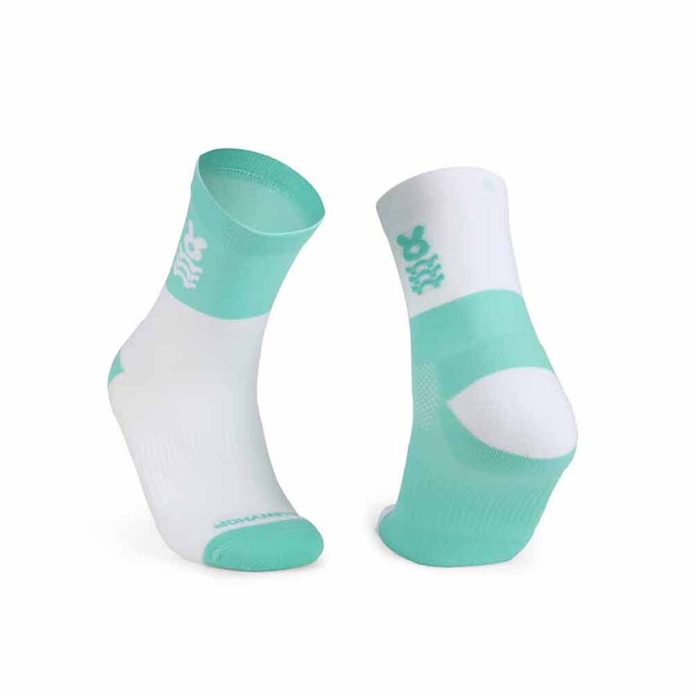 Medias Running Bicolor Unisex Blanco/aqua