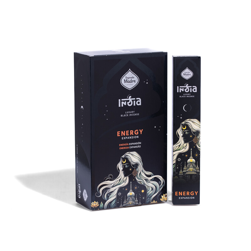 INCIENSO LINEA BLACK CARBÓN SAGRADA MADRE CAJA X12 Energia