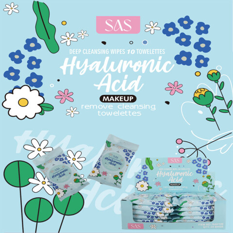 SAS Toallitas desmaquillantes ácido hialurónico x10pcs Sas Toallitas Desmaquillantes ácido Hialurónico X10pcs
