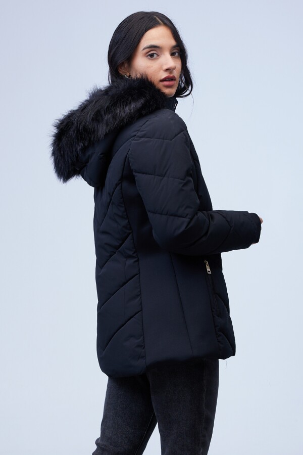Campera Abrigo Faux Fur NEGRO