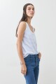 Musculosa rayada escote a la base blanco