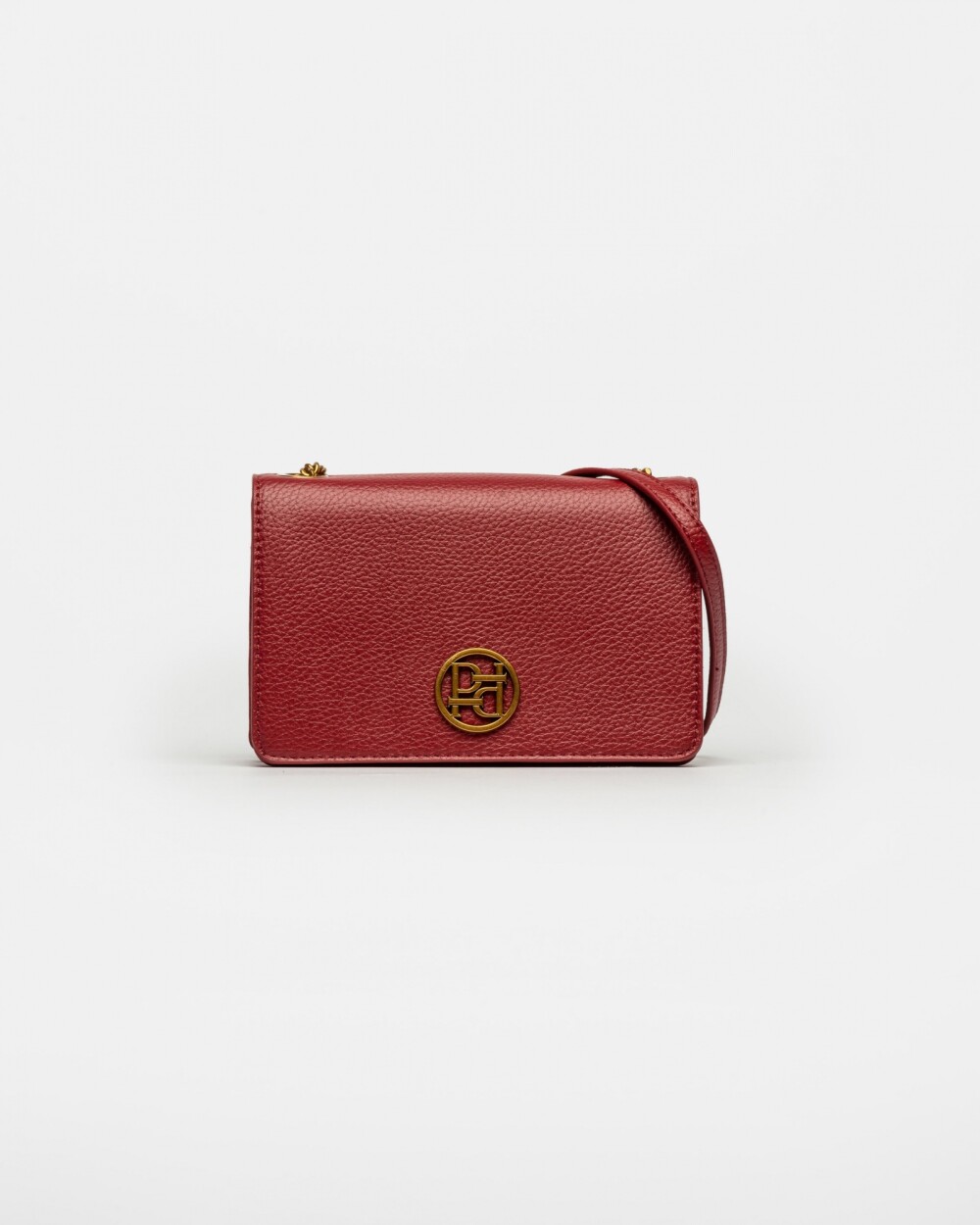 Bandolera Lola En Efecto Cuero Graneado Rojo