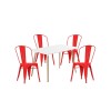 Juego de comedor mesa rectangular 120x80 + 4 Sillas Tolix Rojo