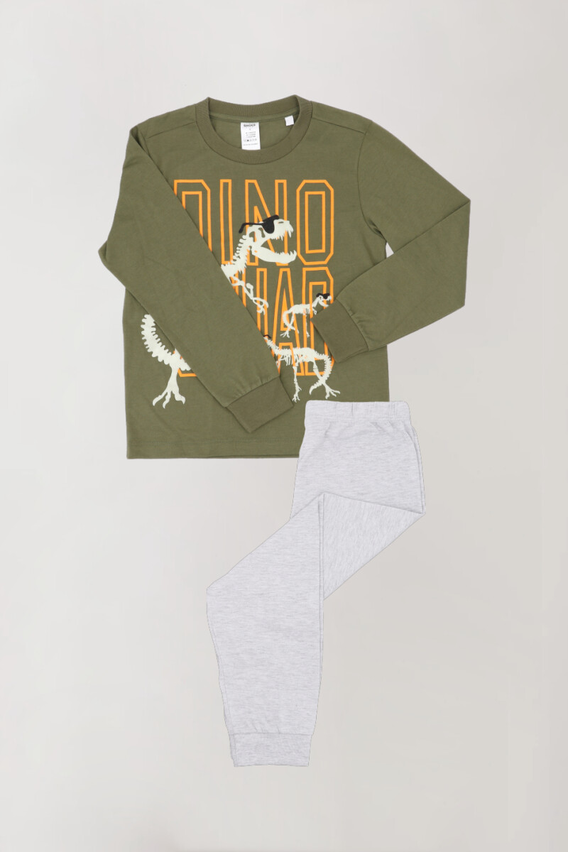 Pijama de niño dino Verde mili/esmeralda