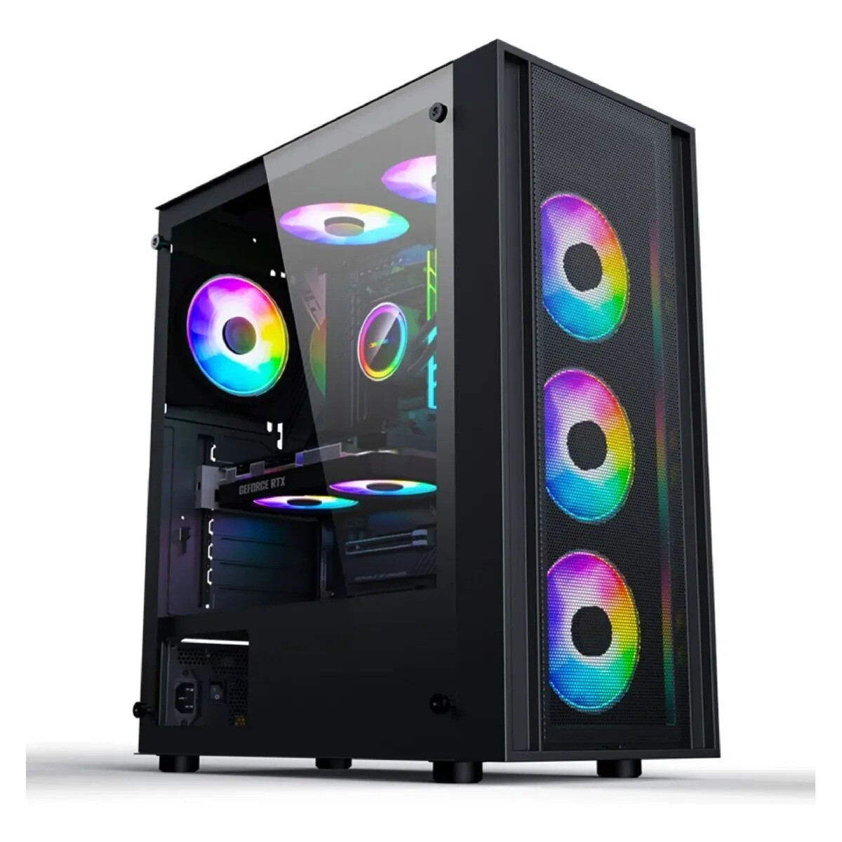 Gabinete Gamer Marvo Ca123 Mid Tower Con Vidrio Templado - GABINETE MARVO CA-123 MESH C/VIDRIO TEMP 