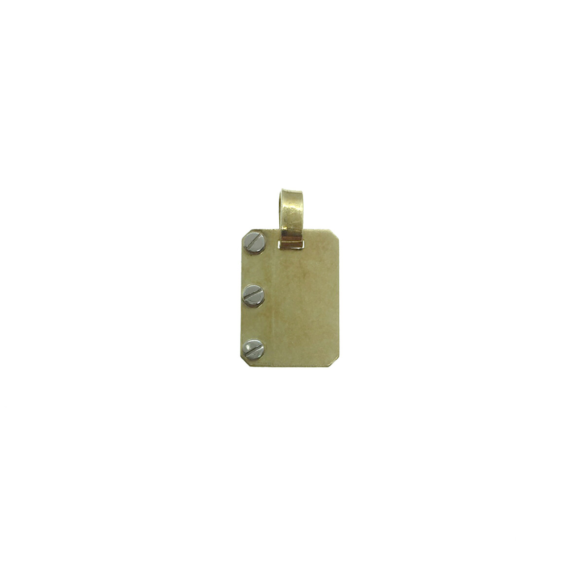 Medalla de oro amarillo 18k. "tres tornillos" -incluye grabado 