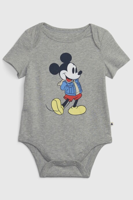 Body Manga Corta Mickey Bebé Light Heather Grey